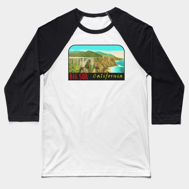 Big Sur California Vintage Baseball T-Shirt by Hilda74